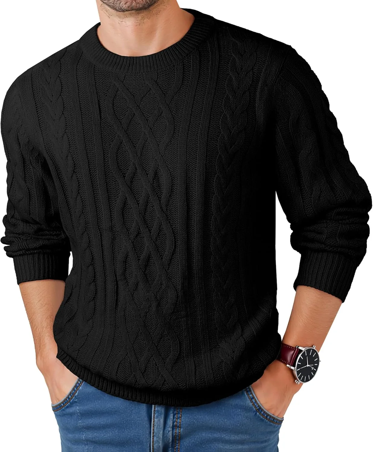 

JMIERR мужской кабельный пуловер