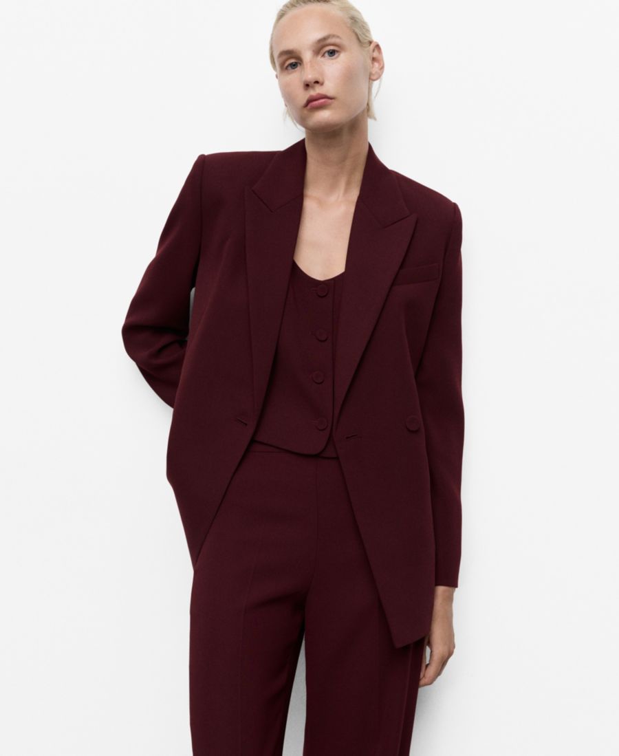 

Женский двубортный пиджак MANGO, Maroon