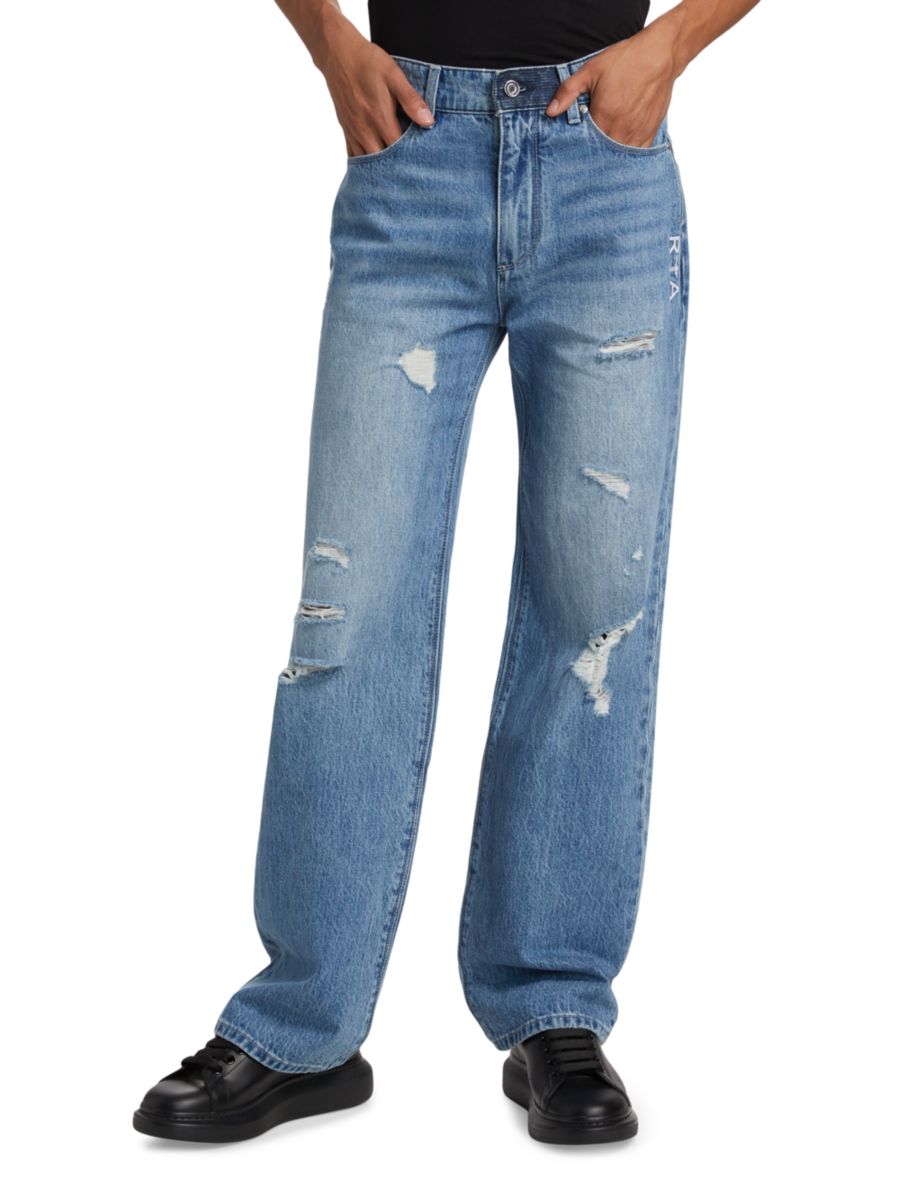 

Джинсы Jonas Straight-Leg с потертостями RTA, цвет Medium Blue