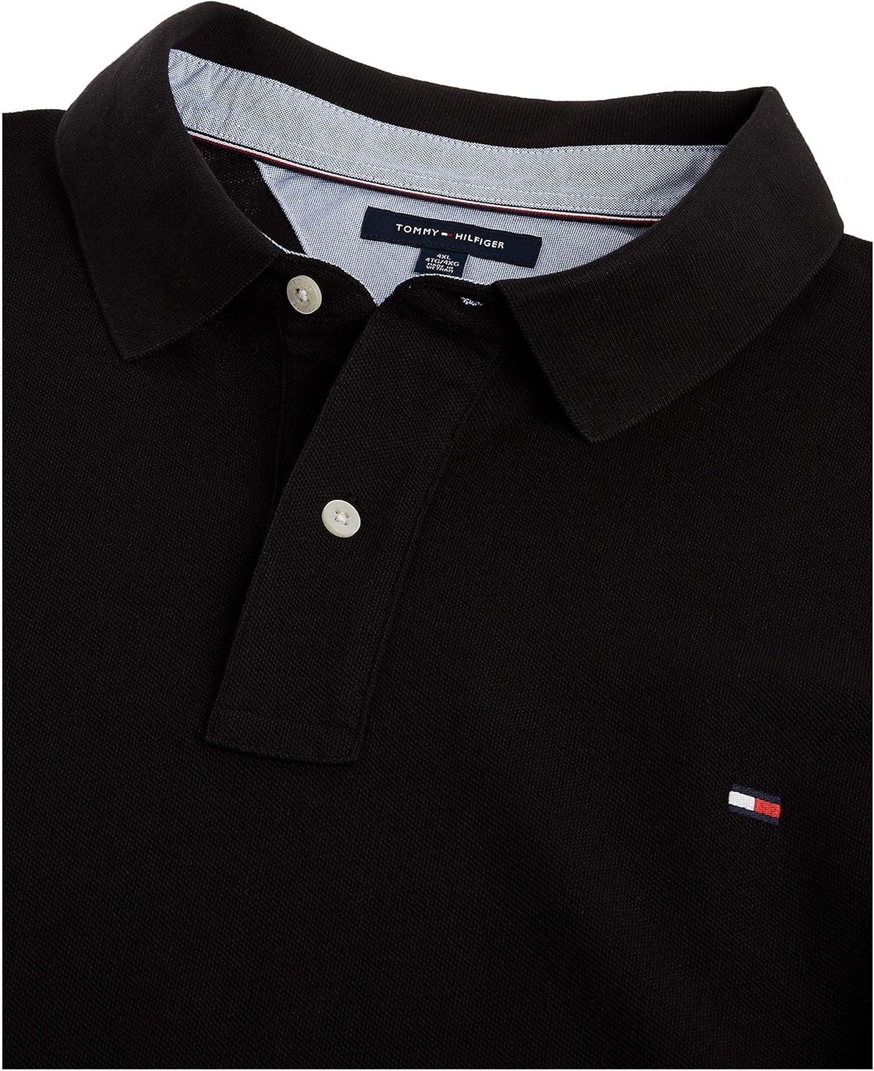 Мужская рубашка-поло Tommy Hilfiger с коротким рукавом из хлопка пике для больших и высоких, классический крой, Tommy Black — фото 4