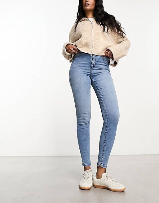 

Голубые джинсы скинни с завышенной талией Vero Moda