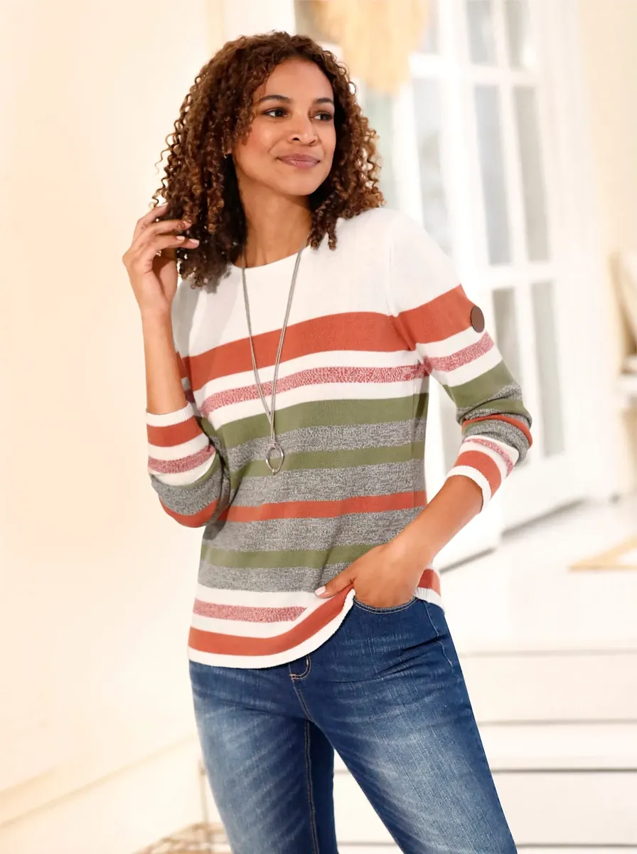 

Casual Looks Полосатый свитер "Пуловер", бежевый