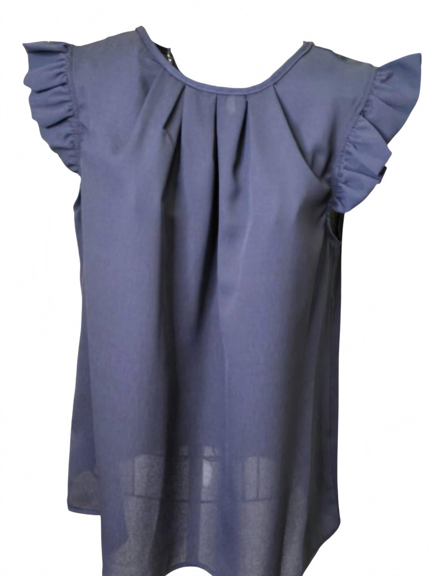 

Женский топ с оборками на рукавах в темно-синем цвете Carole's Collections