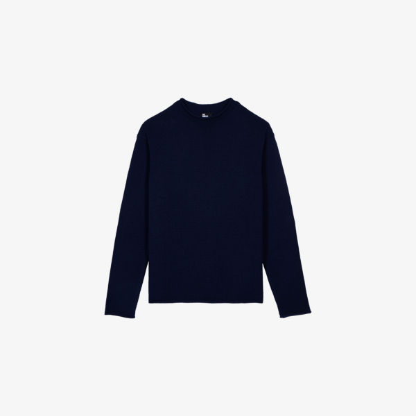 

Джемпер шерстяной The Kooples с круглым вырезом и длинными рукавами, синий