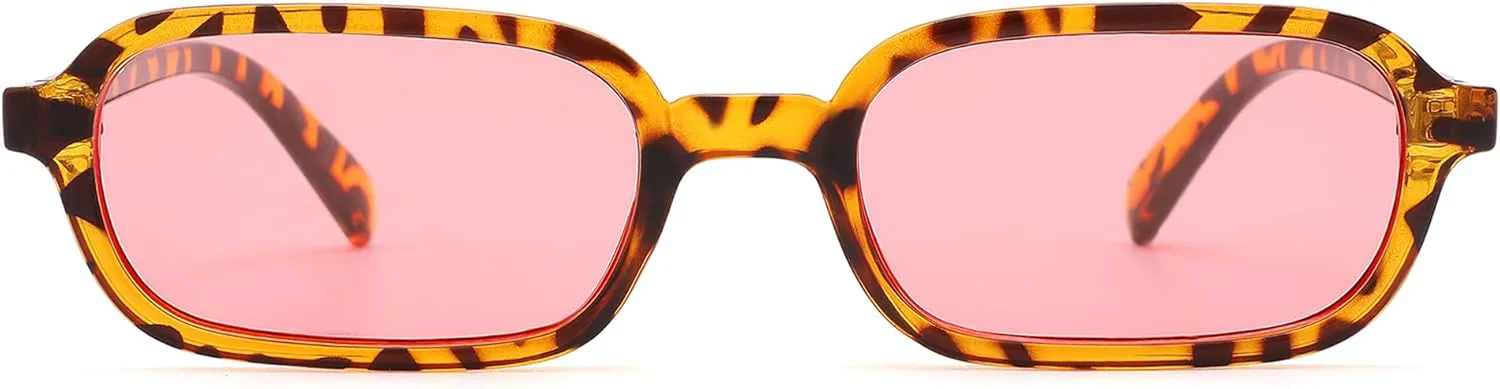 

Солнцезащитные очки COASION в стиле ретро, ​​прямоугольной формы, для женщин - маленькие винтажные модные солнцезащитные очки в стиле 90-х, A3 Leopard / Lens