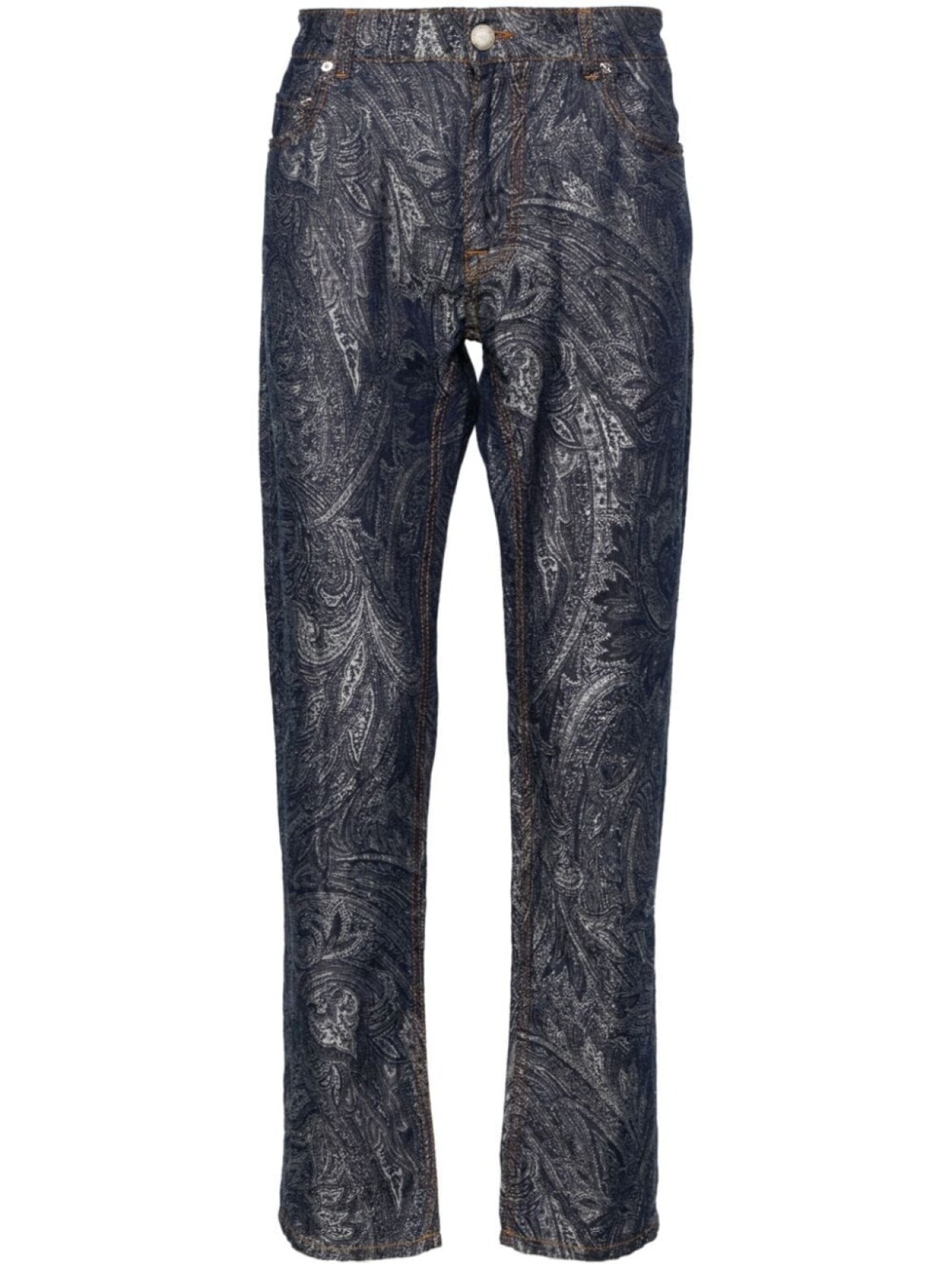 

ETRO прямые брюки с узором пейсли, синий