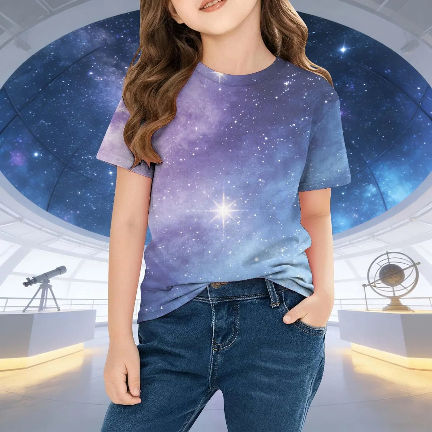 Футболка детская с принтом Starry Sky, Zzalalana, мультиколор — фото 3