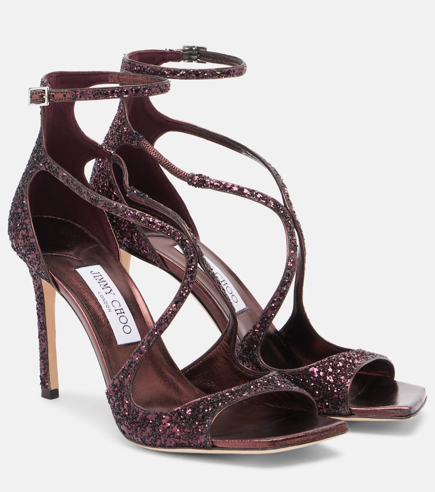 Блестящие сандалии Azia 95 Jimmy Choo, Deep Merlot
