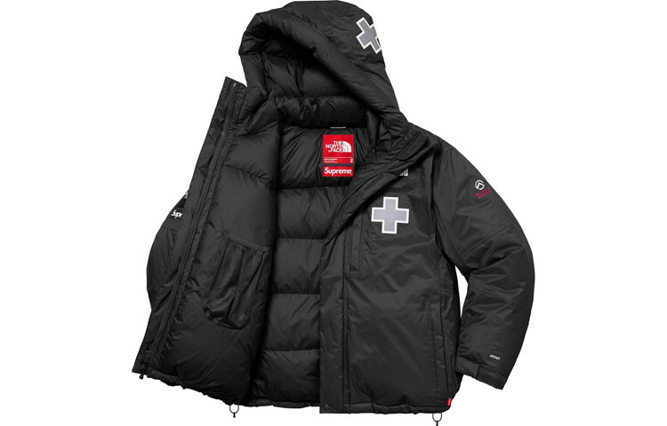 Пуховик Supreme The North Face на молнии, розовый — фото 3