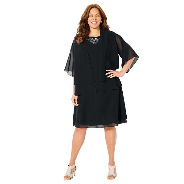 

Женское платье-куртка из жоржета двойного слоя plus size Catherines, Black