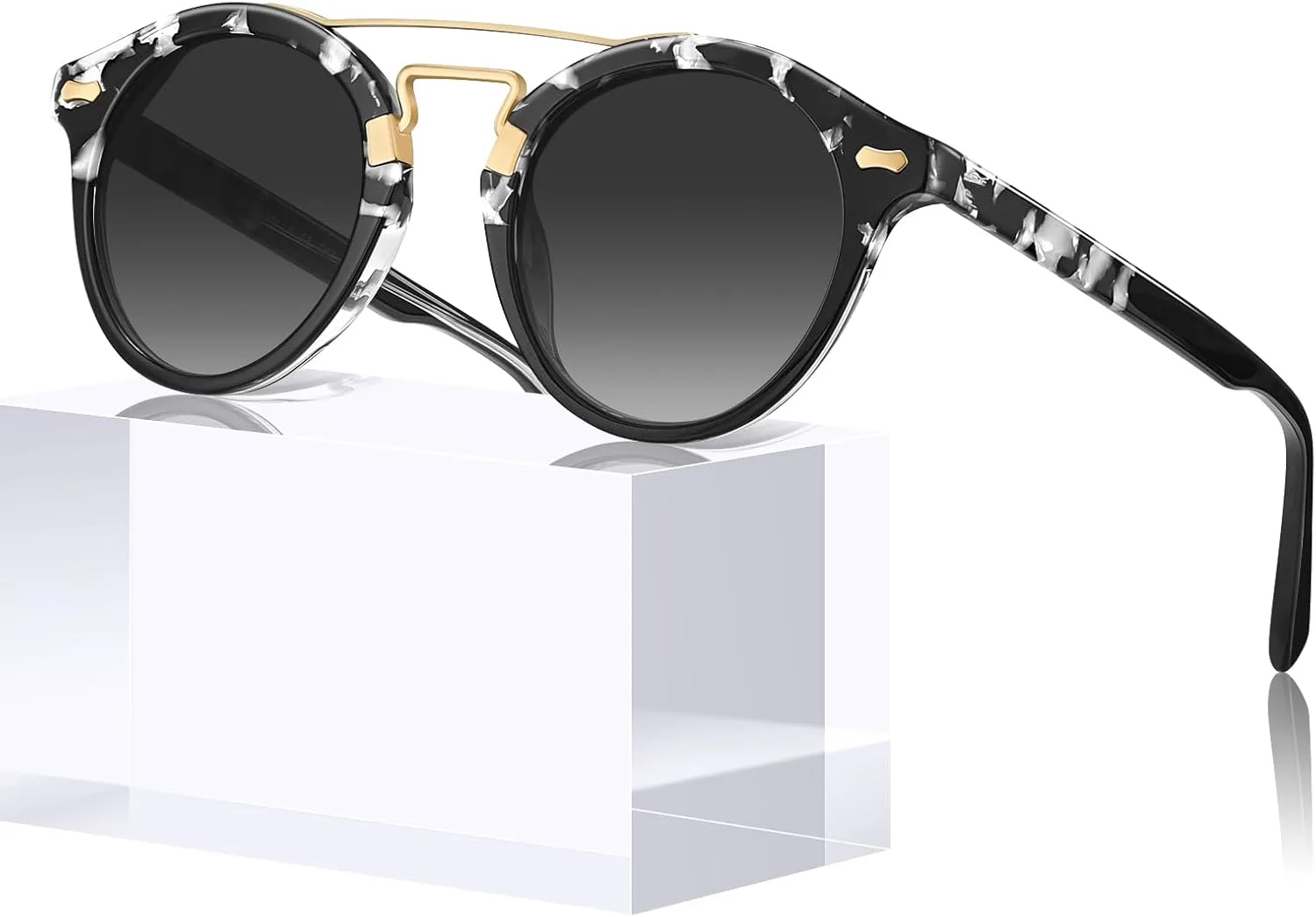 

Солнцезащитные очки CARFIA Small Face Acetate Double Bridge для женщин, поляризованные, с защитой от УФ-излучения, в стиле ретро с металлическими перемычками, круглые