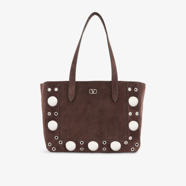 

Сумка-тоут Nellcôte из мягкой замши small Valentino Garavani, цвет testa di moro