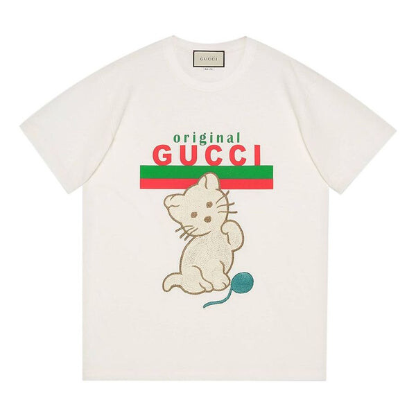 

Футболка cat sticker letter for warm white Gucci, белый
