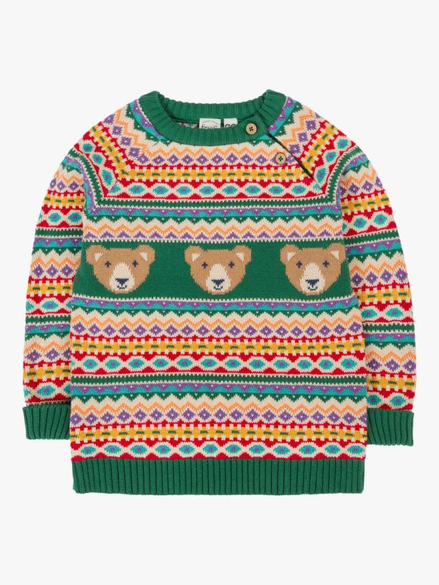 

Детский хлопковый джемпер Fowey Frugi, Bear Fair Isle