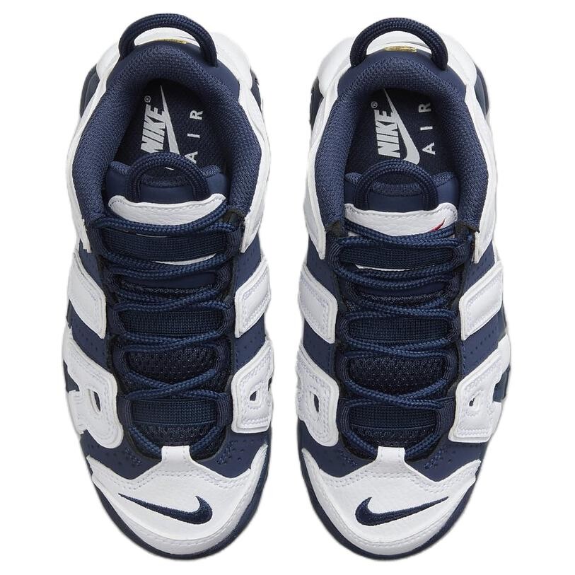 Баскетбольные кроссовки Air More Uptempo Kids женские Nike, белый/синий — фото 2