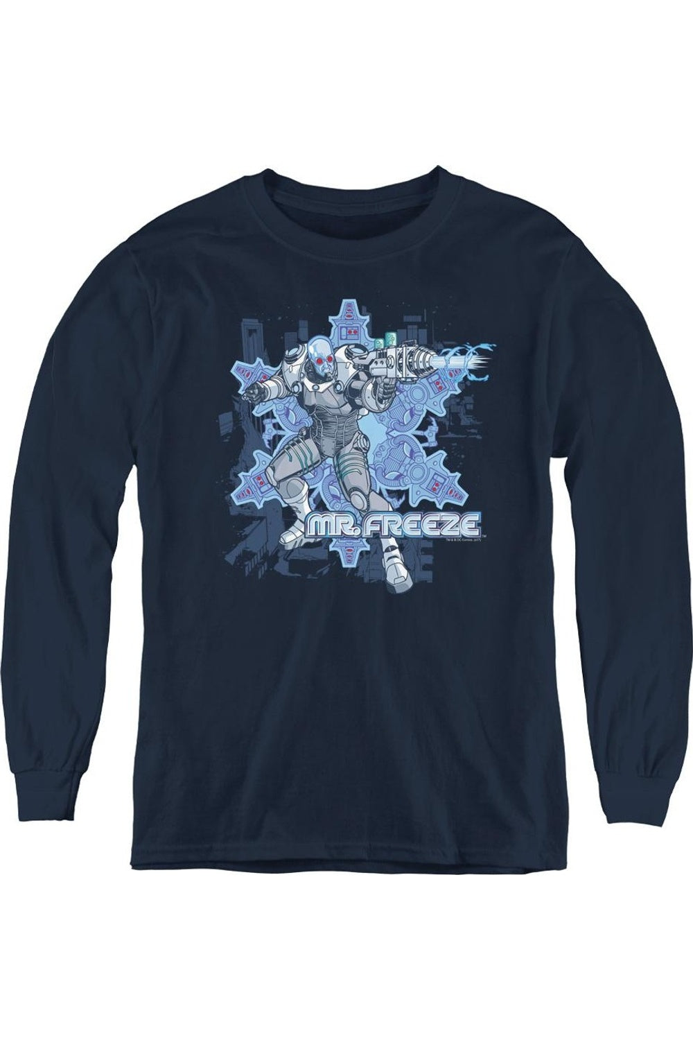 

Футболка с длинным рукавом для детей Batman Mr Freeze Gildan, темно-синий