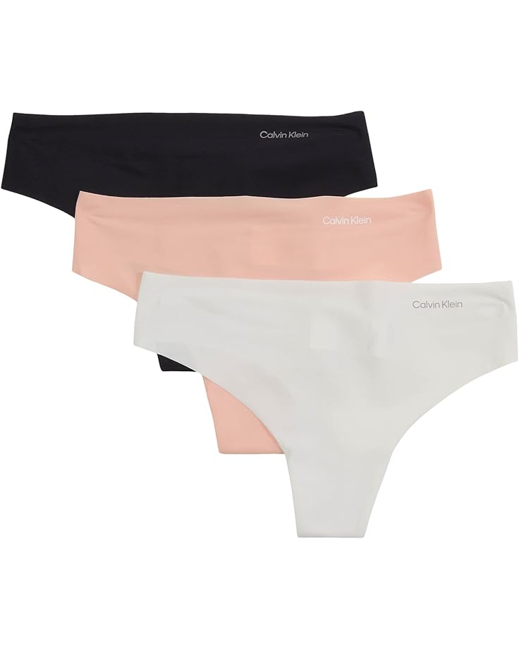 

Стринги Calvin Klein Underwear Invisibles 3-Pack Thong, цвет Black/Wind Chime/Luminous Peach