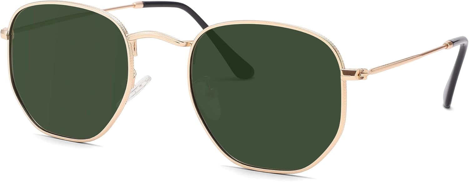 

Поляризованные шестиугольные солнцезащитные очки Pro Acme для женщин и мужчин, квадратная металлическая оправа, защита от УФ-излучения, для вождения и использования на открытом воздухе, 03 Gold Frame/G-15 Lens