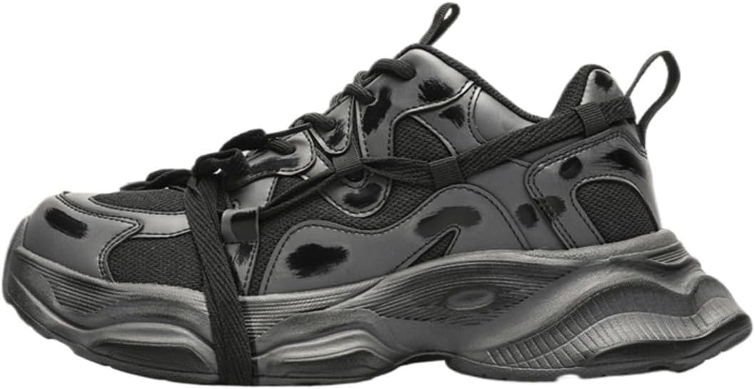 

Городские кроссовки из ПУ-кожи в стиле уличной моды для мужчин, повседневная спортивная обувь с потертым подошвом и крупным рисунком кистью на верхней части Ctkvbmeoi, черный