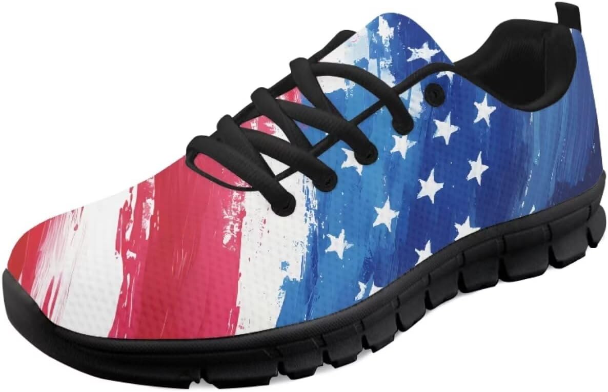 

Кроссовки с американским флагом для женщин, беговые и теннисные обувь, легкие спортивные трейловые кроссовки, мужские кроссовки ко Дню независимости США Getelinseng, American Flag Tie Dye
