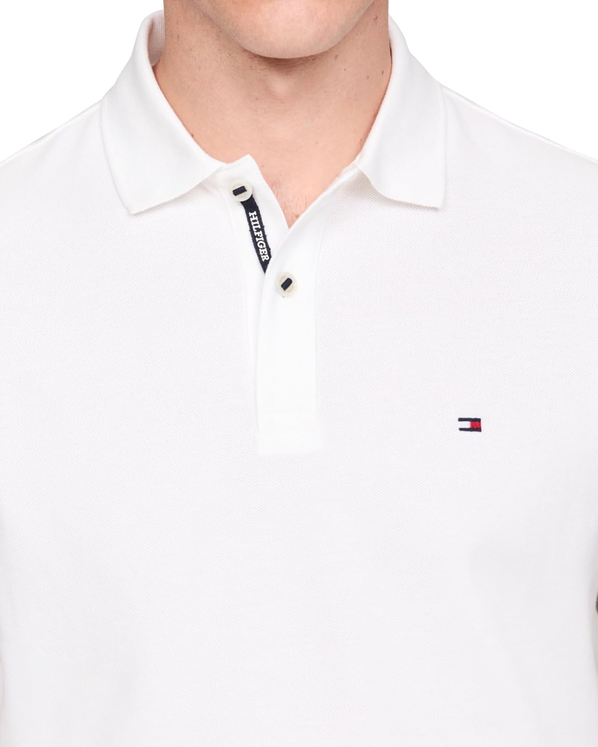 Мужские поло Tommy Hilfiger с коротким рукавом, классического кроя, с эластичными манжетами, White — фото 2
