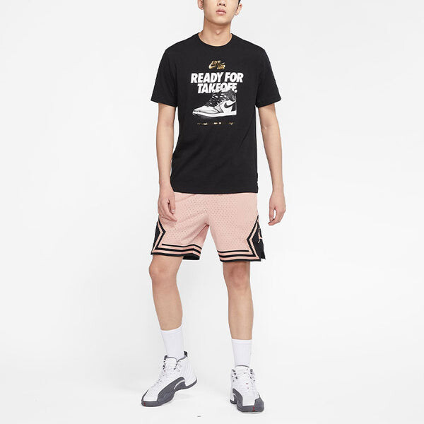 Футболка Men's Air Jordan Alphabet Shoes Printing Round Neck Casual Short Sleeve Black T-Shirt, мультиколор — фото 3