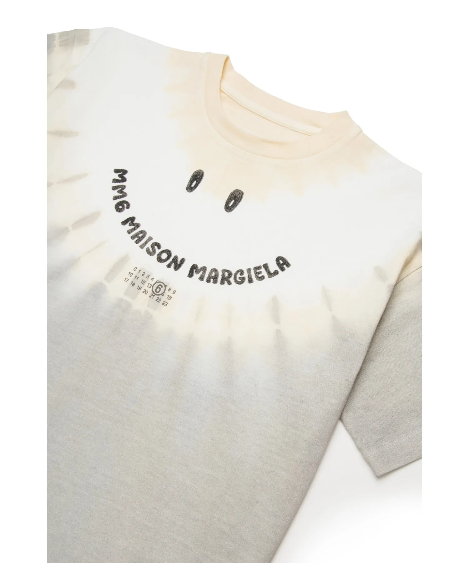 Детская футболка с принтом улыбки MM6 Maison Margiela серая — фото 3
