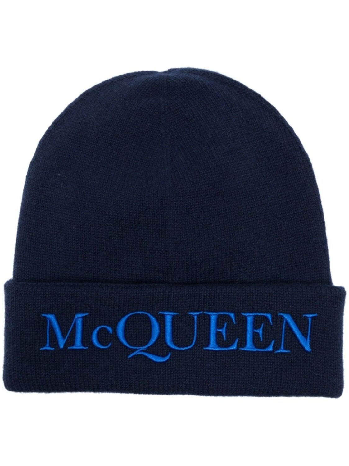 

Alexander McQueen кашемировая шапка бини с вышитым логотипом, синий
