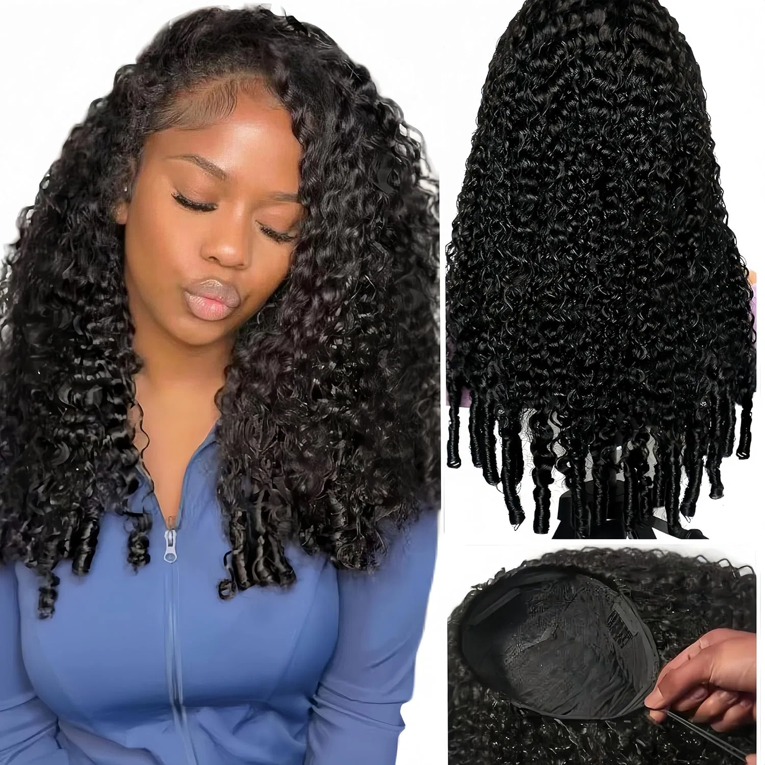 Полупарик из натуральных волос Burmese Curly с ободком Gralune, Schwarz