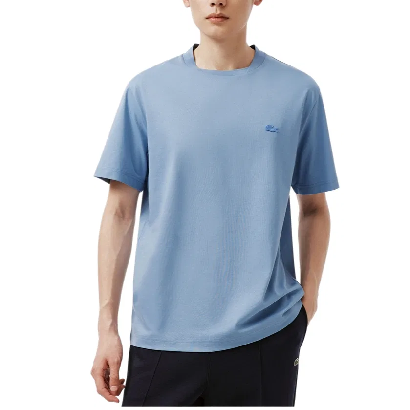 Футболка мужская Lacoste Moderate, с круглым вырезом, серебро серый — фото 4