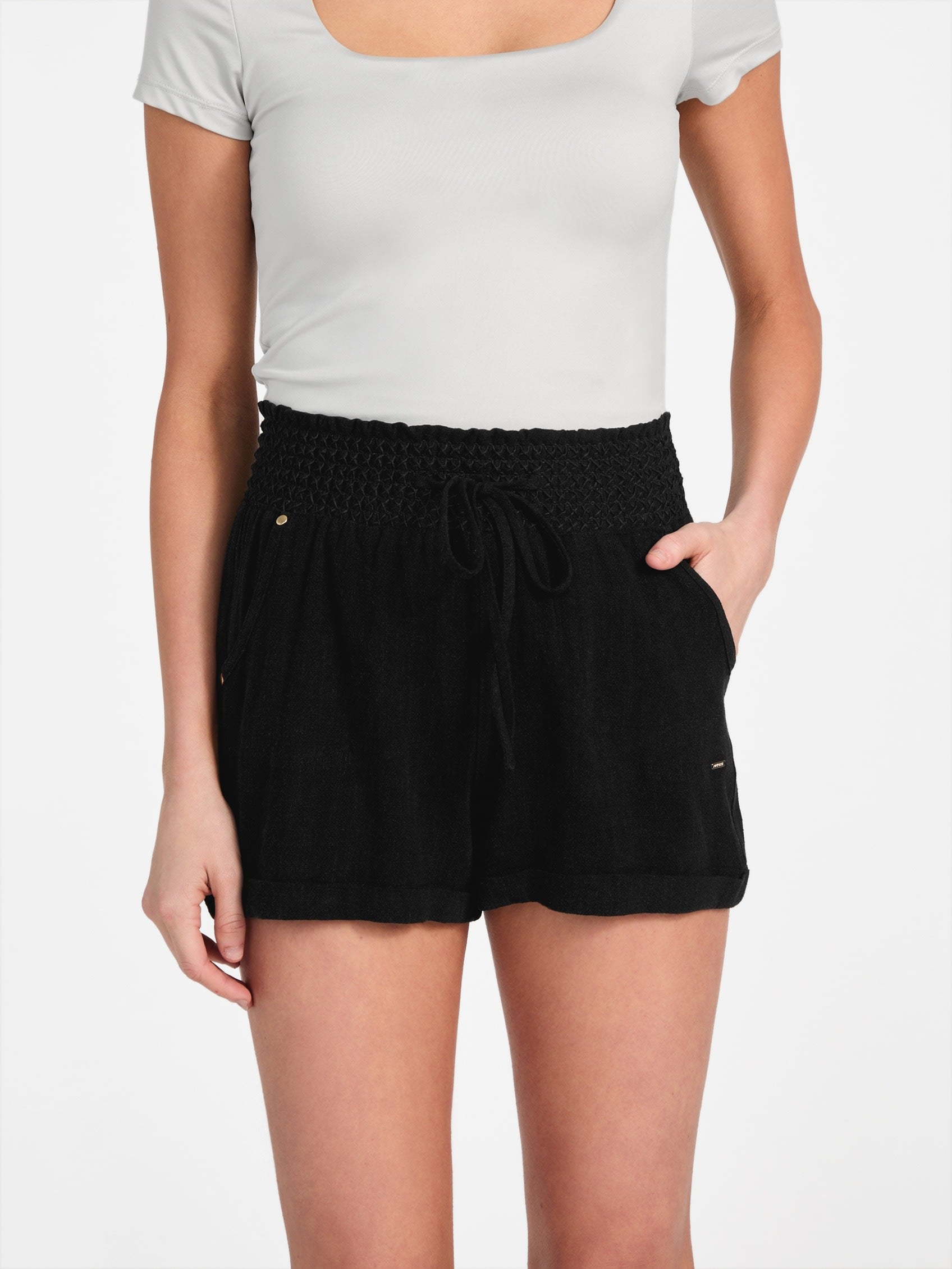 

Шорты Harper из смеси льна Guess Factory, черный