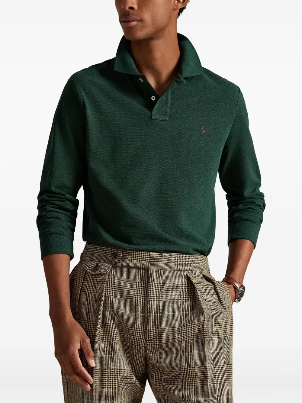 Рубашка поло с длинным рукавом POLO RALPH LAUREN, зеленый — фото 4
