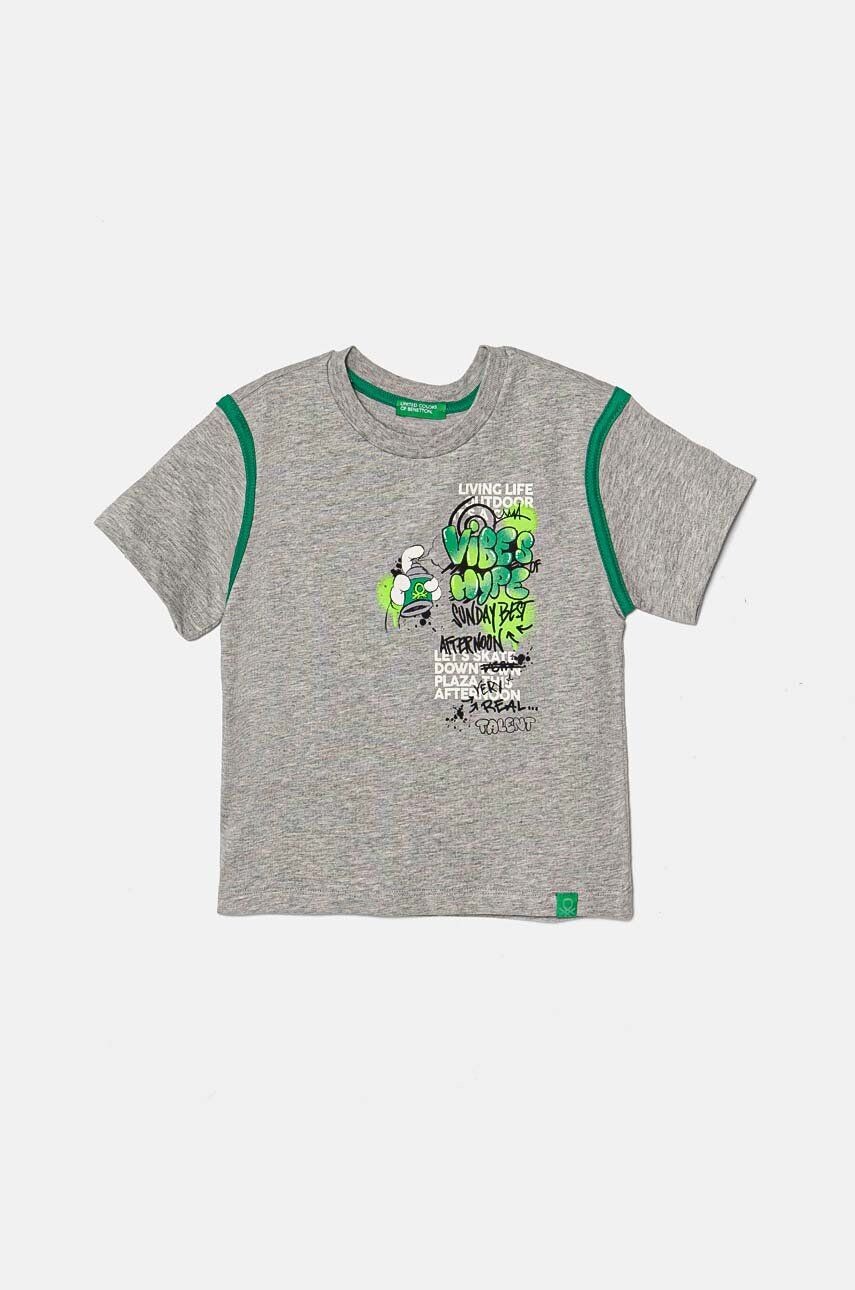 

Детская хлопковая футболка United Colors of Benetton, серый