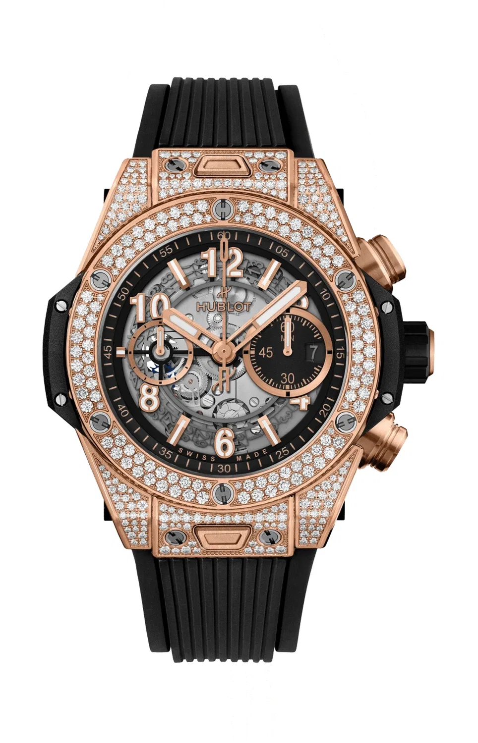 Биг Бэнг Уников Кинг Голд Паве 44 мм - 421.OX.1180.RX.1704 HUBLOT, золотой
