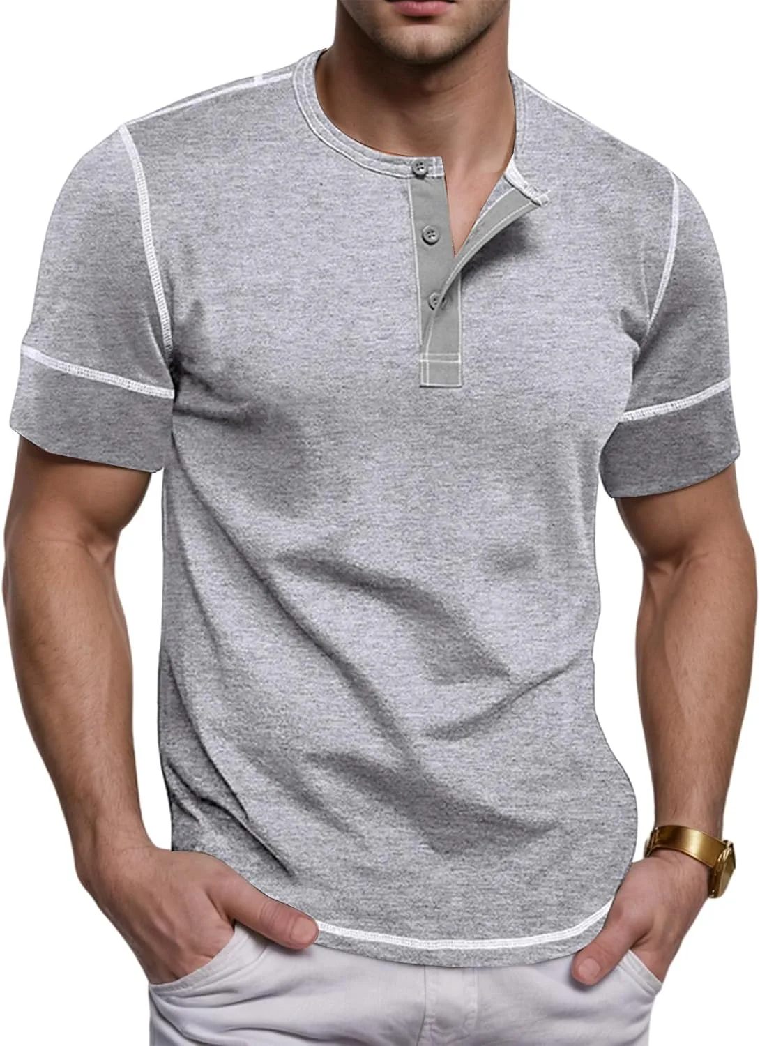 

Футболка Henley для мужчин, Slim Fit, летняя LGHLMCL