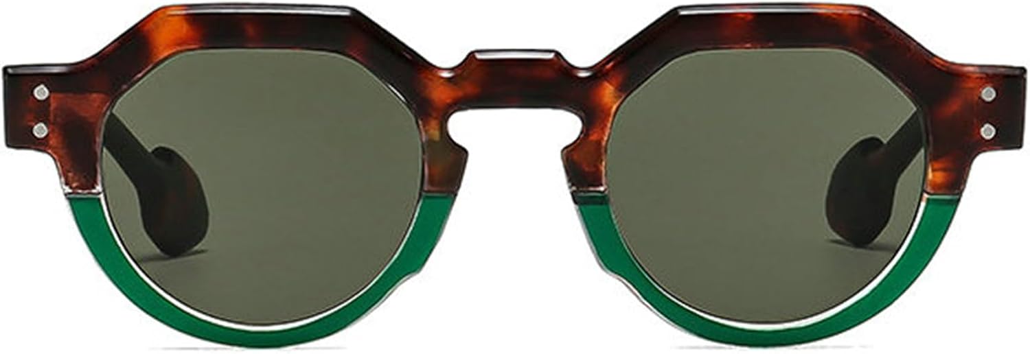 

Солнцезащитные очки Willochra Retro Small Round Punk для женщин, модные градиентные очки с защитой от УФ-излучения UV400 для мужчин, с заклепками, зеленые многоугольные солнцезащитные очки, C4