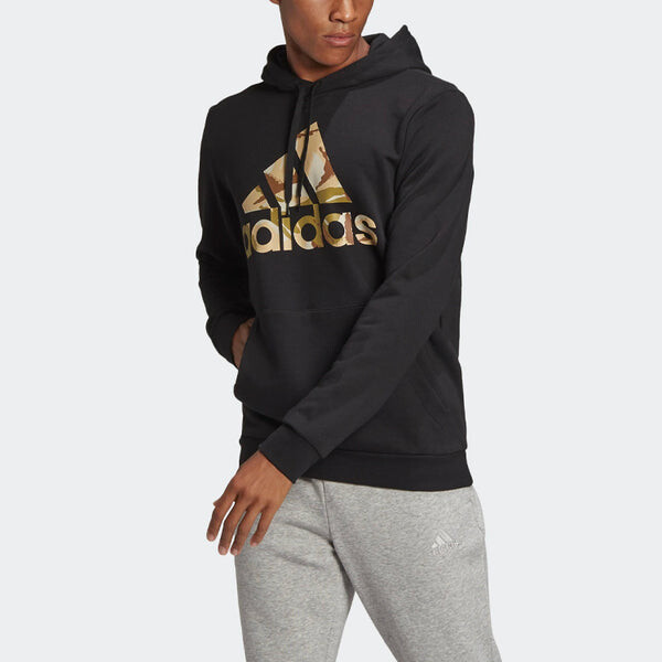 Толстовка adidas M Camo Hd Logo Printing Sports hooded Long Sleeves Black, черный — фото 2
