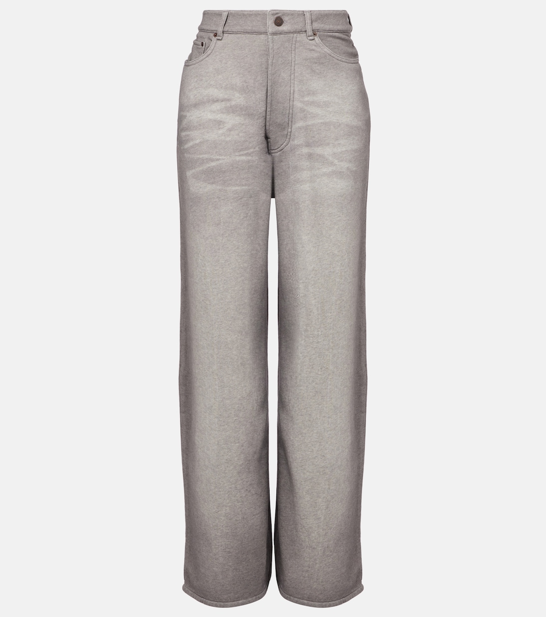 

Широкие брюки из хлопкового флиса со средней посадкой Acne Studios, Grey Melange