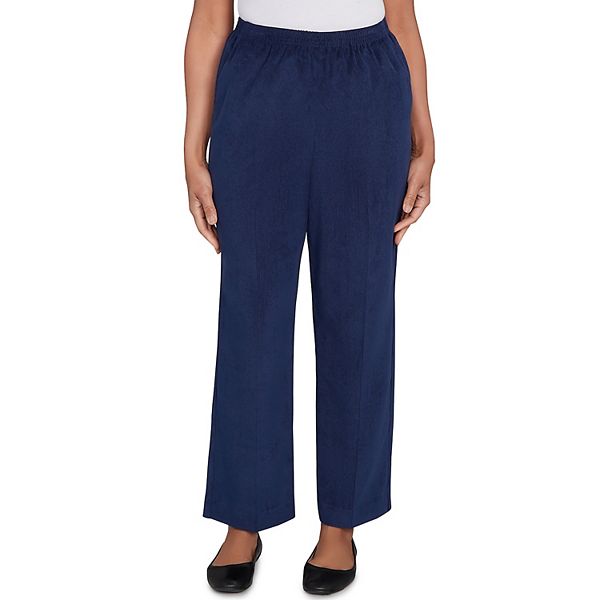 

Женские классические брюки из вельвета с эластичным поясом укороченной длины Alfred Dunner, Navy