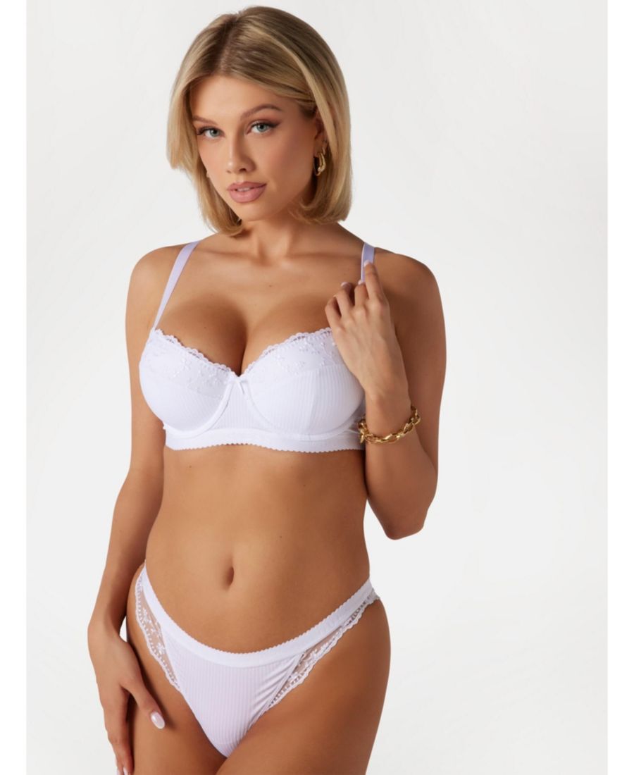 

Женский бюстгальтер Livia с косточками и подкладкой, балконетный GUESS, Pure white