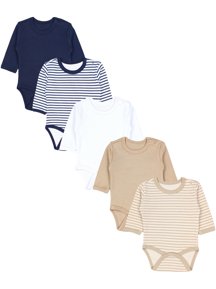 

TupTam Универсальный боди с длинными рукавами и принтом в виде надписи, комплект из 5 штук, бежево-голубой расцветки