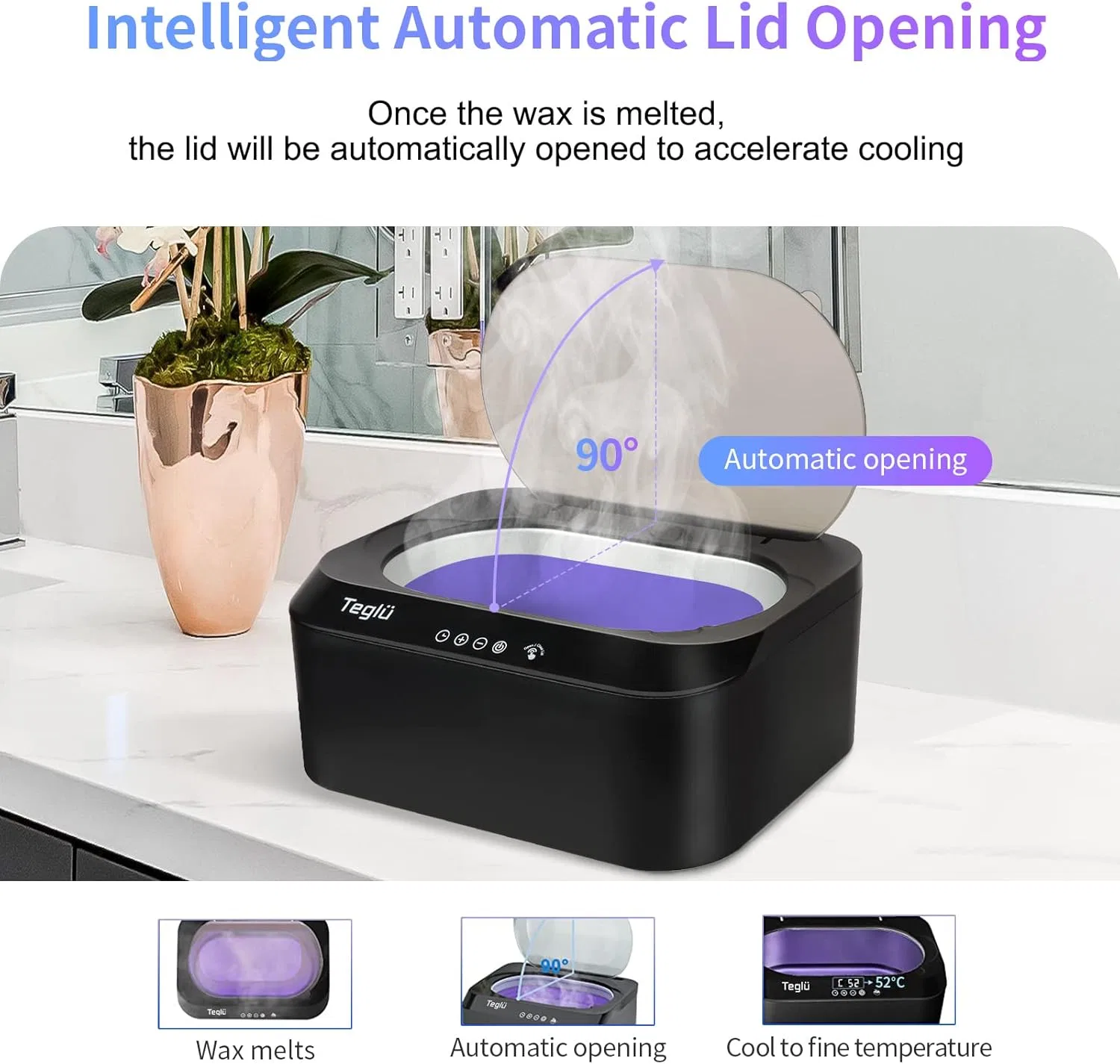 Парафиновая ванночка для рук и ног с автоматическим открытием крышки, 4 л ‎Teglu, Black — фото 3