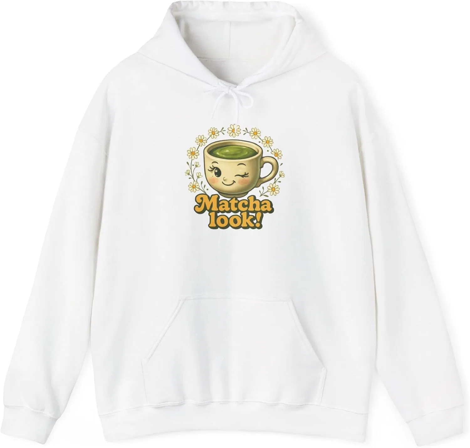 Худи женское с принтом Matcha Look, GENERIC, белый