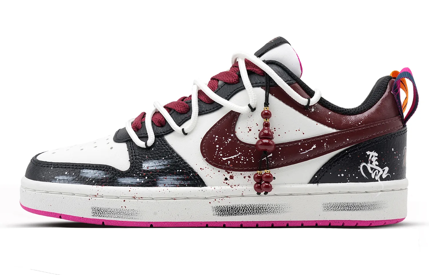 Nike Кроссовки для скейтбординга Court Borough Twilight Red Secret Abrasion Resistant для детей и подростков, черно-красные — фото 3