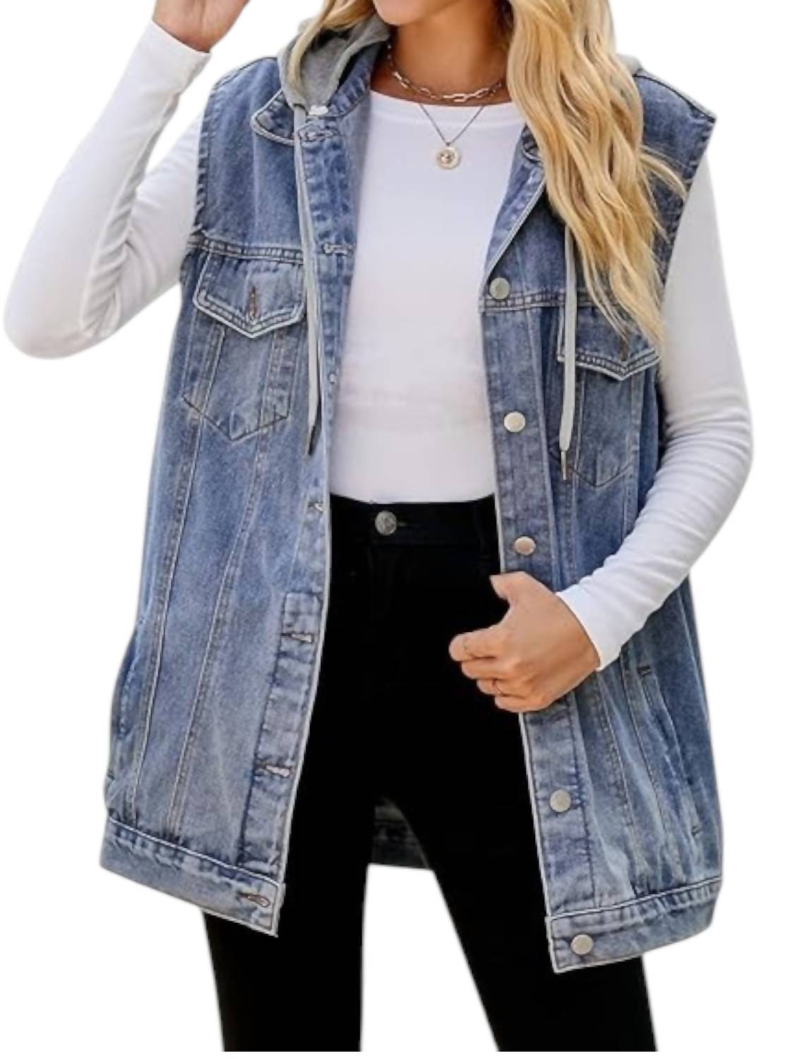 

Жилет со съемным капюшоном из денима White Birch, цвет denim
