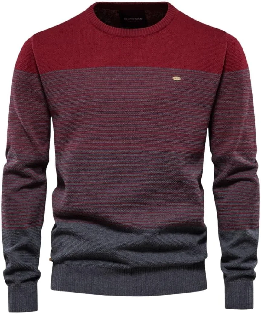 

Kinkia мужской свитер с круглым вырезом, полоска, свободный покрой, длинные рукава, хлопок K Kinkia