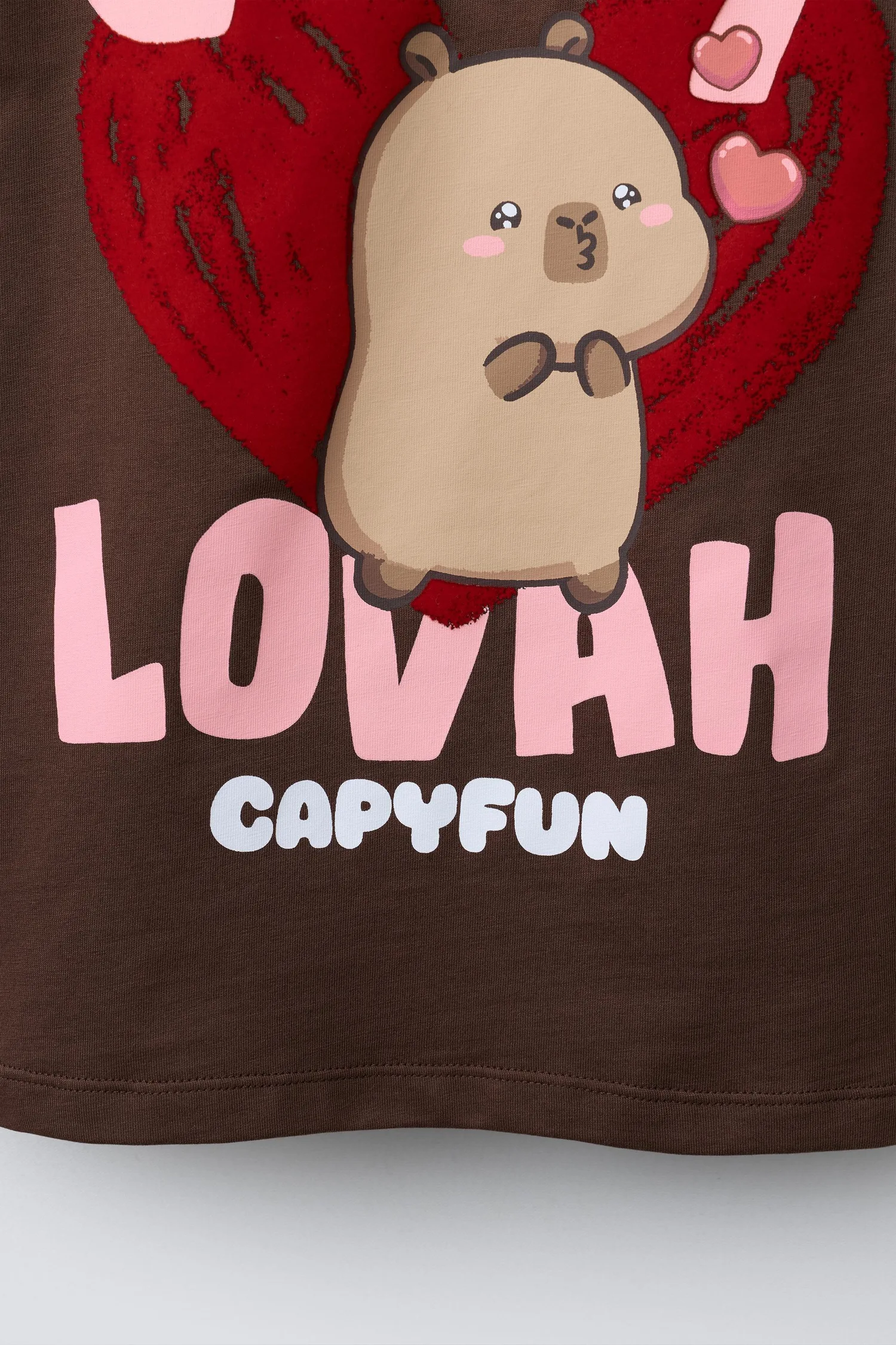 Capybara capyfun футболка с флокированием Zara, коричневый — фото 4