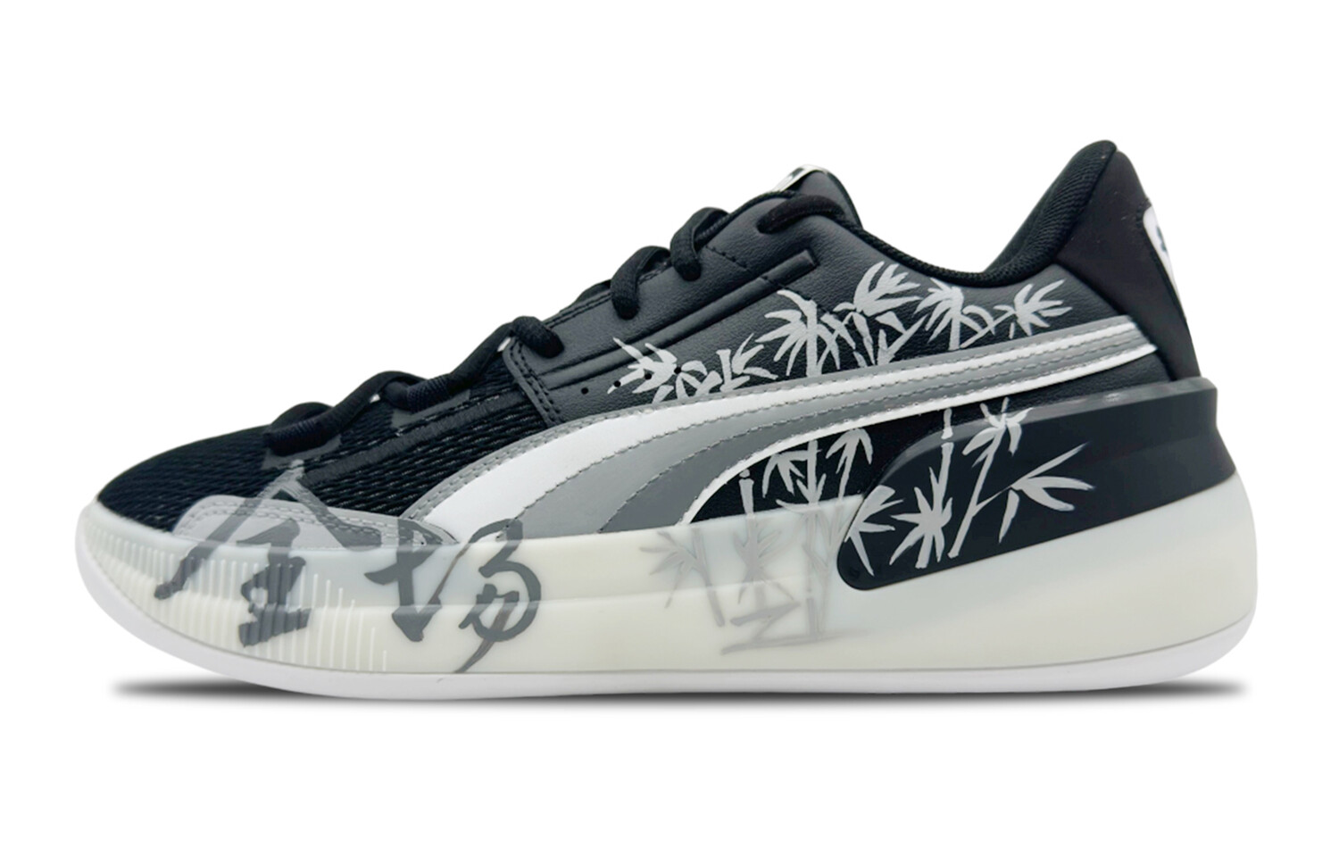 

Баскетбольные кроссовки Clyde Hardwood для мужчин с низким верхом, цвет черный/белый/серебристый Puma