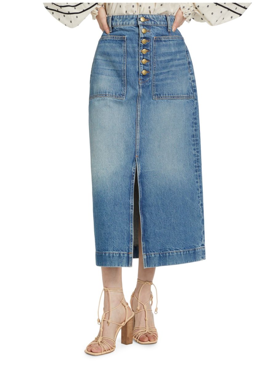 

Юбка-карандаш миди Bea Denim Ulla Johnson, цвет Medium Indigo Wash