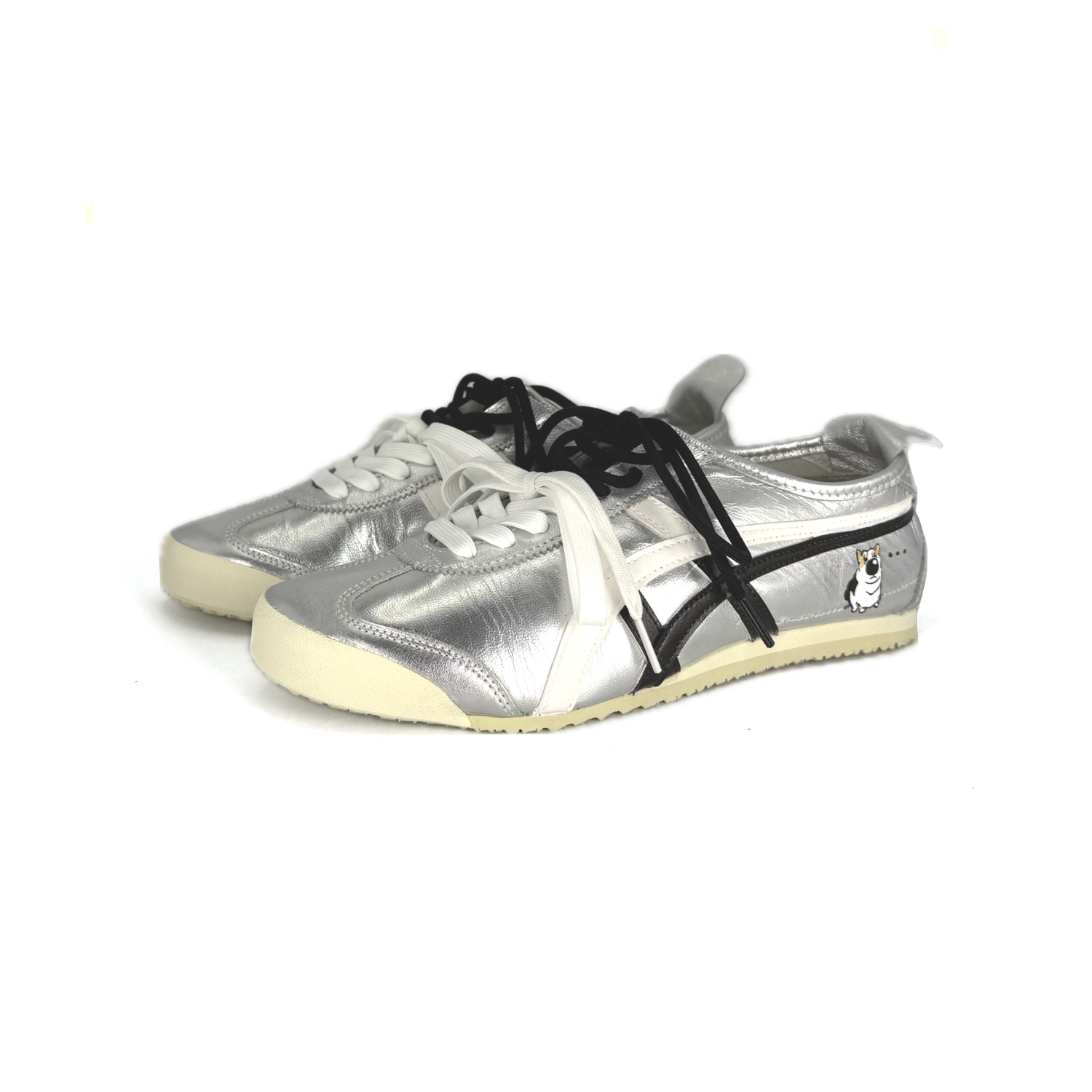 MEXICO 66 устойчивые к истиранию низкие кроссовки повседневные Unisex серебристый Onitsuka Tiger, черный/белый — фото 3